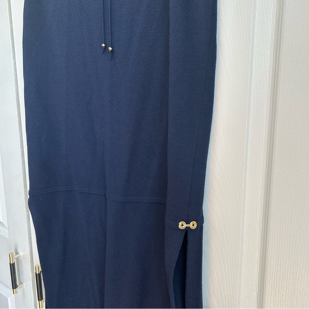 ST JOHN Sport Navy Blue Santana Knit Maxi Skirt - Picture 2 of 5